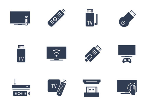 TV Stick And Box Vector Icon Set