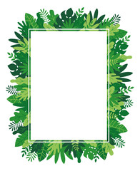 Tropical leaves and plants rectangle frame