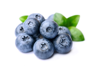 Blueberries with leaves