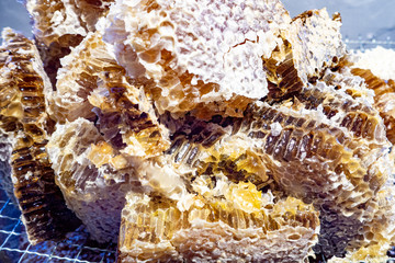 Royal jelly chunks gathered in one place