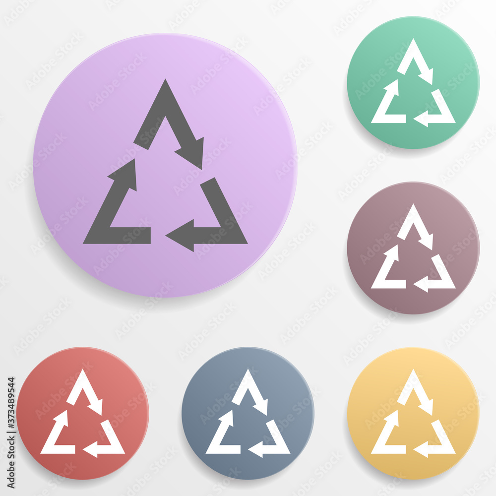 Poster arrow, triangle badge color set icon. simple glyph, flat vector of arrows icons for ui and ux, websi