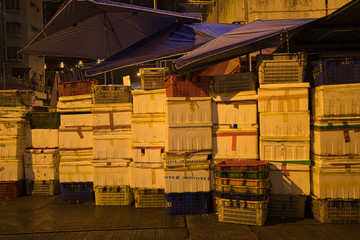 cargo containers in warehouse