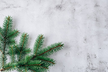 Christmas composition on a gray background with copy space