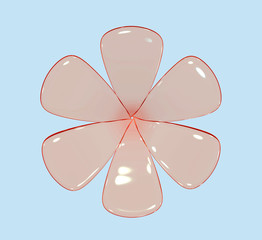 3d illustration of glass flower on blue background