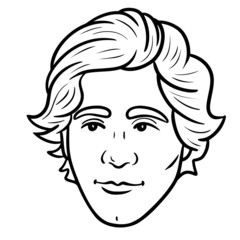 avatar man head. isolated on white background. monochrome, vector, outline.