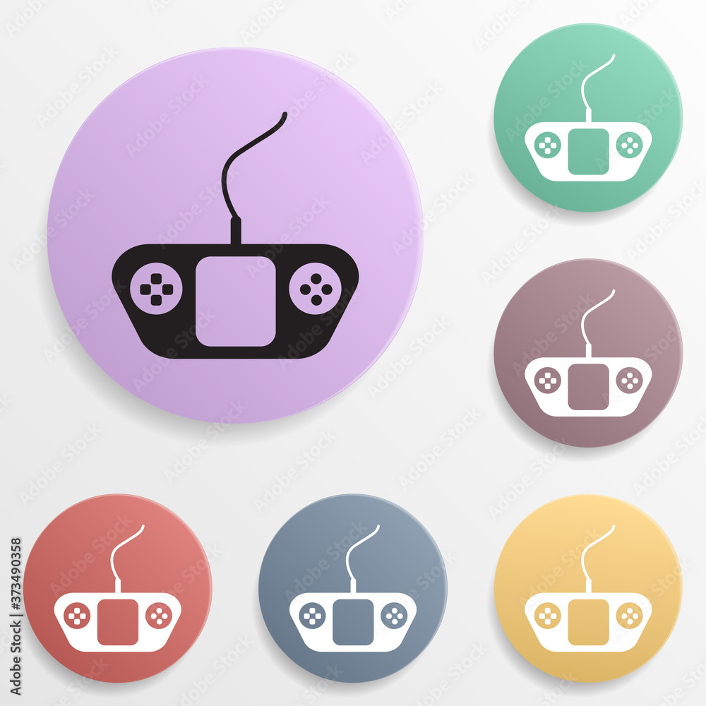 Poster game controller badge color set icon. simple glyph, flat vector of toys icons for ui and ux, website