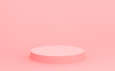 3d pink cylinder podium minimal studio background. Abstract 3d geometric shape object illustration render. Display for valentine product.