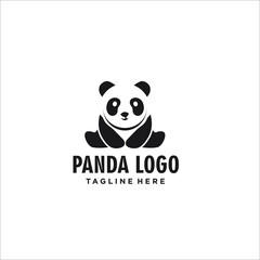 panda logo silhouette design icon vector