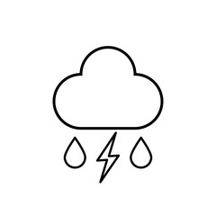 Thunderstorm icon. Lightning and rainy cloud symbol in simple flat design. Weather forecast sign. Vector illustration.