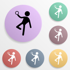 Gymnast with ball badge color set icon. Simple glyph, flat vector of sport icons for ui and ux, website or mobile application