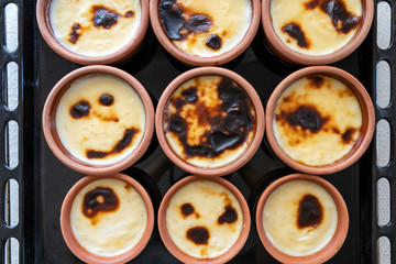 Turkish traditional dessert; sutlac. Baked Rice Pudding on oven tray