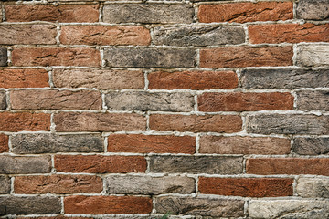 Closeup of a reddish brick wall background.