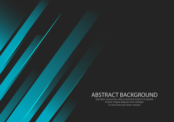 Gradient Cyan Shape Side Line With Black Background, Wallpaper. Design Graphic Vector.