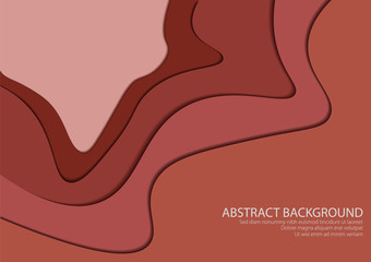 Paper cut Shape Red Color Abstract Line Wave. Design Graphic Vector