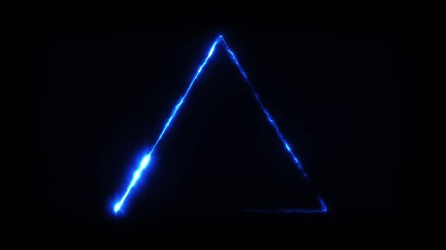 Abstract Fantasy Triangle Slider Seamless Looping/ 4k animation of an abstract fantasy glowing light triangle stroke with fractal turbulence texture effect seamless looping