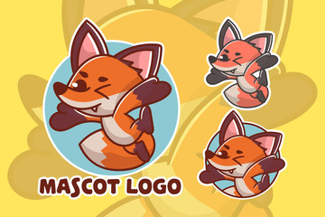 set of cute fox mascot logo with optional appearance. premium kawaii vector
