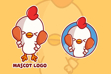 set of cute chicken mascot logo with optional appearance. premium kawaii vector
