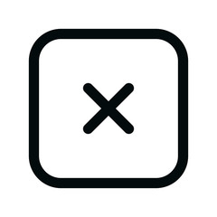 Cancel square isolated icon, close square window linear icon, delete outline vector icon with editable stroke