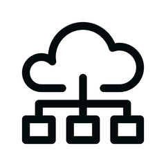 Cloud webserver isolated icon, cloud hosting linear icon, cloud database cloud storage outline vector icon with editable stroke