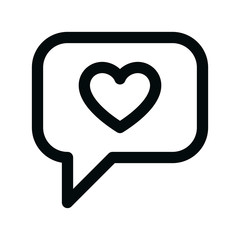 Love declaration isolated icon, love bubble linear icon, heart chat outline vector icon with editable stroke