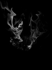 Fire of a bonfire seeing through a monochrome lens giving of the effect of taking the shape of antlers