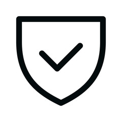 Secure online shopping isolated icon, manufacturer's warranty linear icon, shield ok outline vector icon