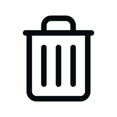 Trash bin isolated icon, empty trash bin linear icon, delete outline vector icon with editable stroke