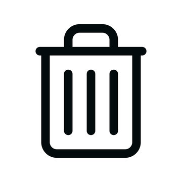 Trash bin isolated icon, empty trash bin linear icon, delete outline vector icon with editable stroke