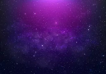 Foto op Canvas abstracte sterrenhemel Ruimte paars met glanzend sterrenstof en nevel. Realistisch sterrenstelsel met melkweg en planeetachtergrond © OHishi_Foto