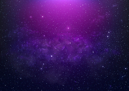 abstract starry Space purple with shining star dust and nebula. Realistic galaxy with milky way and planet background
