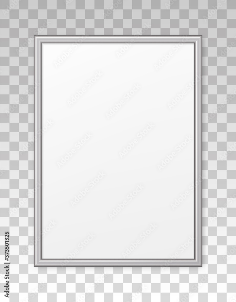 Canvas Prints mockup silver frame photo on wall. mock up picture framed. vertical modern boarder with shadow. empt