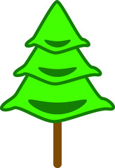 Vector green tree on white background, vector illustration
