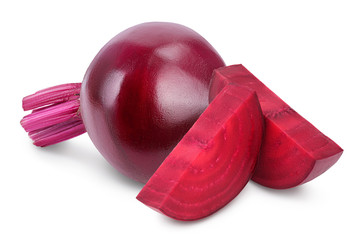 beetroot slices isolated on white background with clipping path and full depth of field