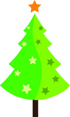 Vector green tree on white background, vector illustration
