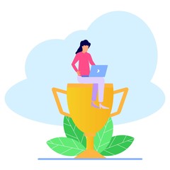 Illustration vector graphic cartoon character of business achievements