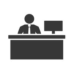 Employee and work place icon - Vector Illustration