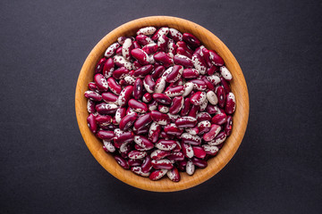 fresh organic natural beans on black background