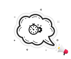 Cogwheel with timer icon. Quote speech bubble. Engineering tool sign. Cog gear symbol. Quotation marks. Classic cogwheel timer icon. Vector