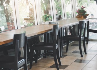 table and chairs in cafe and restaurant