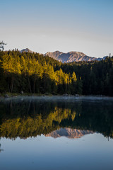 Summer sunrise in Eibsee, Bavaria, South Germany. Europe