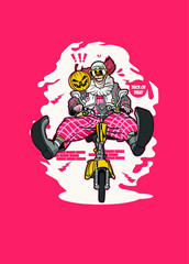 Vector illustration of clown biker
