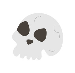 Halloween party illustration with human skull. Vector skeleton.  Scary design for Autumn Samhain party. All saints day character..