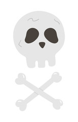 Halloween party illustration with human skull and crossed bones. Vector skeleton.  Scary design for Autumn Samhain party. All saints day character..