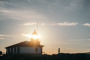 Lighthouse at sunset in Arousa, Galicia, Spain