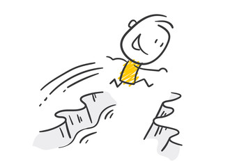 Strichfiguren / Strichmännchen: Sprung, Überwindung. (Nr. 527)