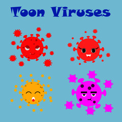 vector illustration of Cartoon Viruses