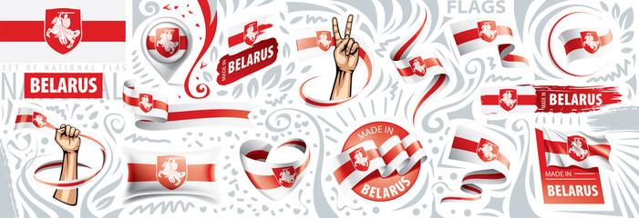 Vector set of the national flag of Belarus in various creative designs