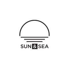 Sun and sea logo design template