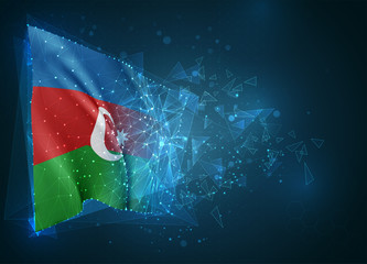  Azerbaijan, vector flag, virtual abstract 3D object from triangular polygons on a blue background