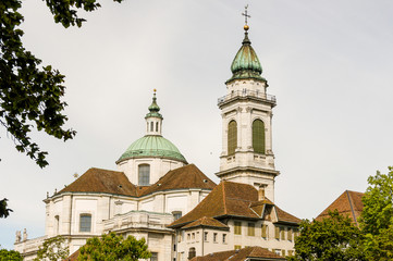 Solothurn, Altstadt, Stadt, Baseltor, Tor, Stadttor, St. Ursen-Kathedrale, St. Ursenturm, Hauptgasse, Altstadthäuser, Stadtrundgang, Sommer, Schweiz